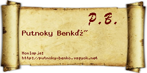 Putnoky Benkő névjegykártya